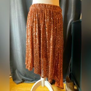 Free People Asymmetrical Copper Sequin Skirt